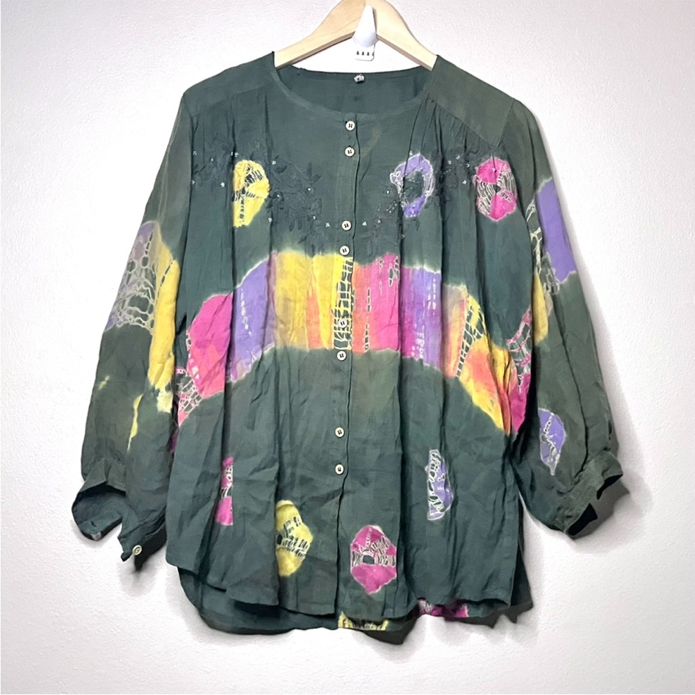 Embroidered Beaded Tie Dye Top - Picture 5 of 10